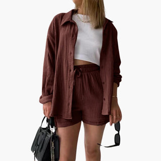 Zweiteiler für Damen - Luftiges Musselin Twin Set Set für Sommer