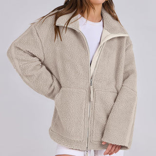 Teddyjacke - Oversized Fleecejacke mit Stehkrage für Damen