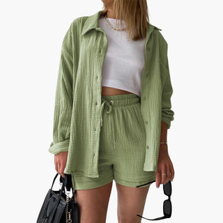 Zweiteiler für Damen - Luftiges Musselin Twin Set Set für Sommer