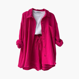 Zweiteiler für Damen - Luftiges Musselin Twin Set Set für Sommer