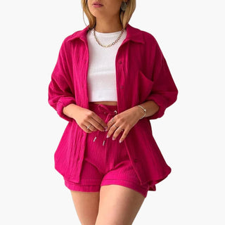 Zweiteiler für Damen - Luftiges Musselin Twin Set Set für Sommer