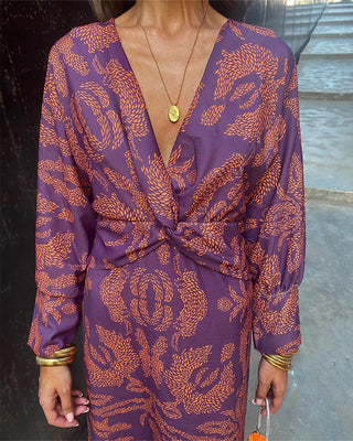 Sommerkleid für Damen - Luftiges Maxikleid mit Mediterranem Muster