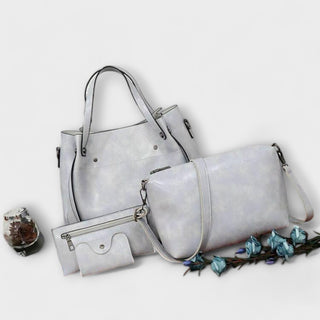 Bio-Leder Taschenset – Shopper, Handtasche und Portemonnaie für Damen