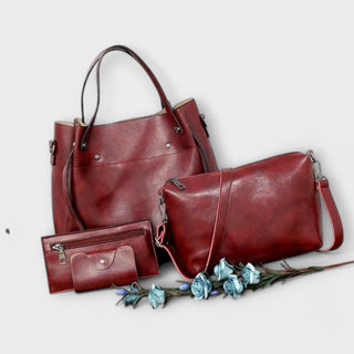Bio-Leder Taschenset – Shopper, Handtasche und Portemonnaie für Damen