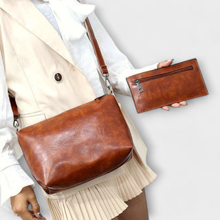 Bio-Leder Taschenset – Shopper, Handtasche und Portemonnaie für Damen