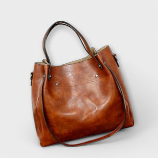 Bio-Leder Taschenset – Shopper, Handtasche und Portemonnaie für Damen