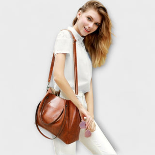 Bio-Leder Taschenset – Shopper, Handtasche und Portemonnaie für Damen