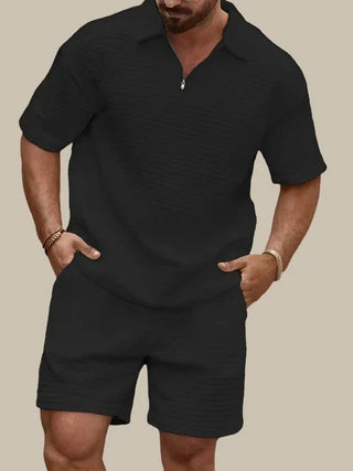 Zweiteiler für Herren - Twin Set Mit Poloshirt und Sweat-Shorts für Sommer