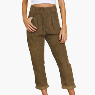 Flared Cordhose für den Herbst - Stilvolle 3/4 broek mit hoher Taille für Damen