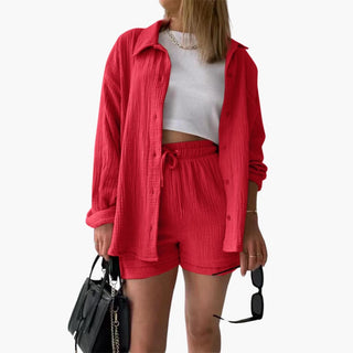 Zweiteiler für Damen - Luftiges Musselin Twin Set Set für Sommer