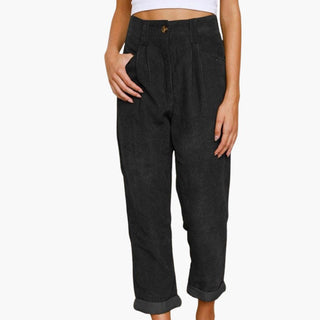 Flared Cordhose für den Herbst - Stilvolle 3/4 broek mit hoher Taille für Damen