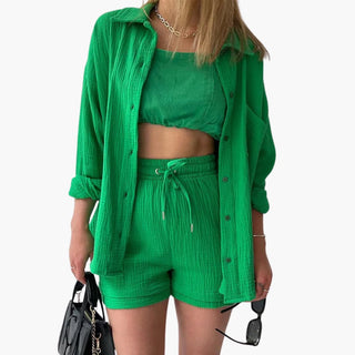 Zweiteiler für Damen - Luftiges Musselin Twin Set Set für Sommer