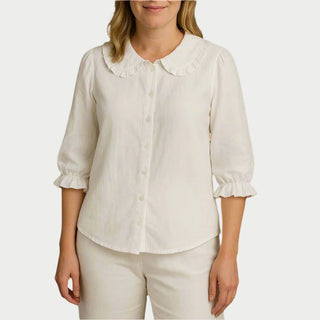 Blusenshirt für Damen - Oberteil mit Rüschenkragen für Sommer