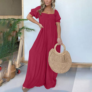 Maxikleid für Damen - Luftiges Sommerkleid mit Puffärmeln und Smokeinsatz
