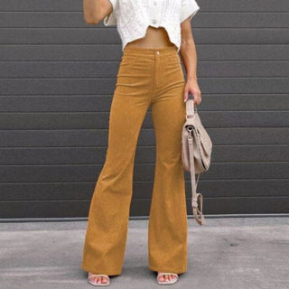 Flared Cordhose - Elegante Palazzohose mit hoher Taille für Damen
