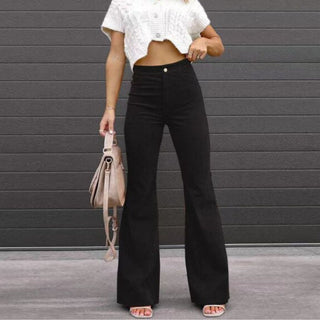 Flared Cordhose - Elegante Palazzohose mit hoher Taille für Damen