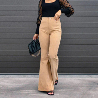 Flared Cordhose - Elegante Palazzohose mit hoher Taille für Damen