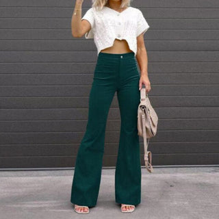 Flared Cordhose - Elegante Palazzohose mit hoher Taille für Damen