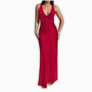 Abendkleid für Damen - Luftiges Maxikleid mit V-Ausschnitt für Sommer
