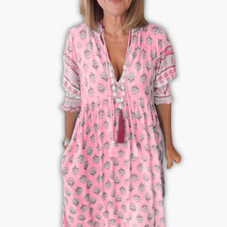 Tunikakleid für Damen - Ibiza Sommerkleid mit 3/4 Ärmel
