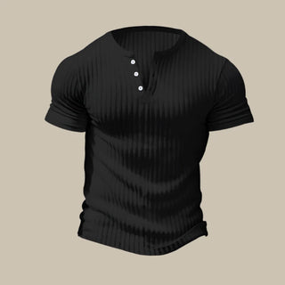 Ganti Monaco T-Shirt | Casual gestricktes T-Shirt mit V-Ausschnitt und Knöpfen für Herren