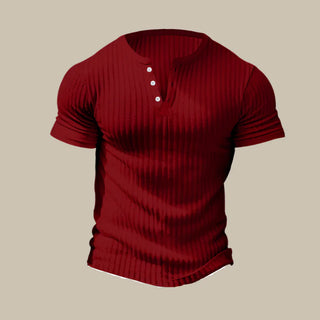 Ganti Monaco T-Shirt | Casual gestricktes T-Shirt mit V-Ausschnitt und Knöpfen für Herren