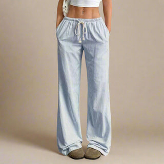 Cordhose für Damen - Gestreifte Loungehose mit Kordelzug für Sommer