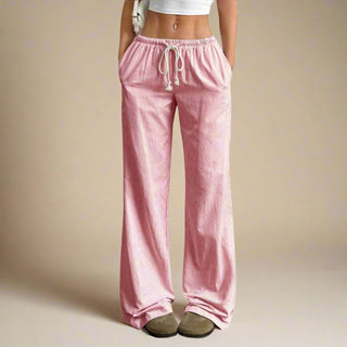 Cordhose für Damen - Gestreifte Loungehose mit Kordelzug für Sommer