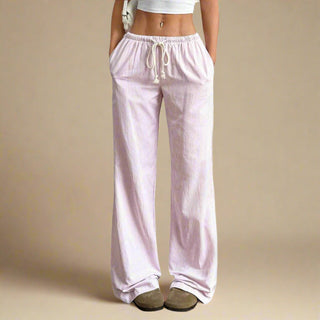 Cordhose für Damen - Gestreifte Loungehose mit Kordelzug für Sommer