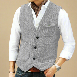 Retro mouwloos tweed gilet