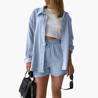 Zweiteiler für Damen - Luftiges Musselin Twin Set Set für Sommer