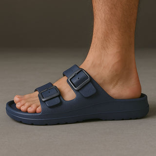 Blaue bequeme Zweiriemensandalen für Männer