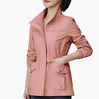 Regenjacke - Wasserdichte Übergansjacke mit Stehkragen für Damen