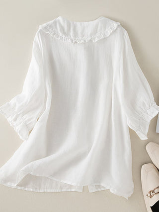 Blusenshirt für Damen - Oberteil mit Rüschenkragen für Sommer