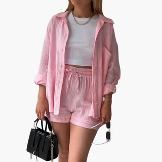 Zweiteiler für Damen - Luftiges Musselin Twin Set Set für Sommer