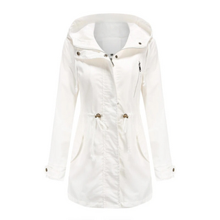 Regenjacke - Lange Wasserdichte Übergansjacke mit Kapuze für Damen