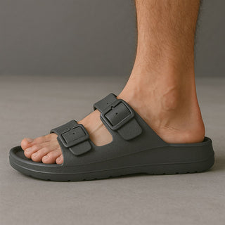 Graue bequeme Zweiriemensandalen für Männer