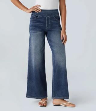 ActiveFit Jeans - Weite Bundfaltenhose mit Bauch-Weg Effekt