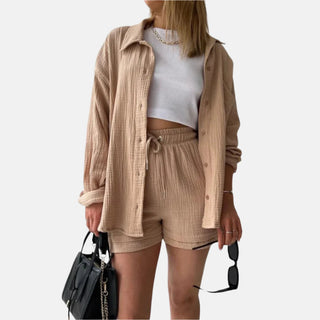 Zweiteiler für Damen - Luftiges Musselin Twin Set Set für Sommer