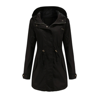 Regenjacke - Lange Wasserdichte Übergansjacke mit Kapuze für Damen