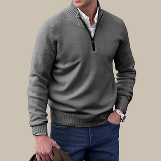 Ganti Zipper-Pullover | Stilvoller Herrenpullover mit Rollkragen und V-Ausschnitt