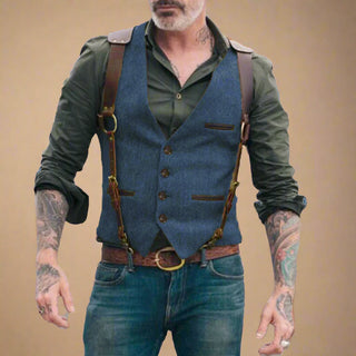 Mouwloos geruite vest