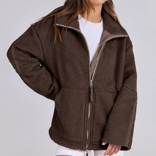 Teddyjacke - Oversized Fleecejacke mit Stehkrage für Damen
