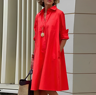 Hemdblusenkleid für Damen - Elegantes Blusenkleid mit 3/4-Ärmeln für Sommer
