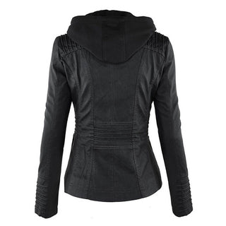 Kunstlederjacke für den Herbst - Wetterfeste Übergansjacke mit Kapuze für Damen
