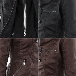 Kunstlederjacke für den Herbst - Wetterfeste Übergansjacke mit Kapuze für Damen