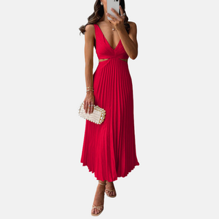 Abendkleid für Damen - Plissiertes Sommerkleid mit Cut-Outs