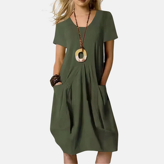 Sommerkleid für Damen - Elegantes Blusenkleid mit Taschen