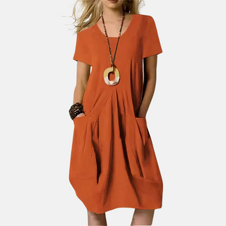 Sommerkleid für Damen - Elegantes Blusenkleid mit Taschen