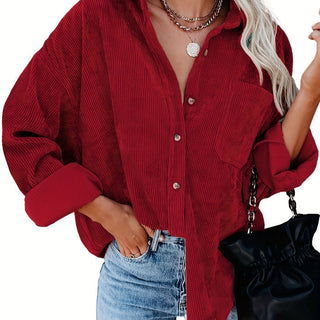 Cordhemd - Stilvolle Rippenflanell Hemdbluse für Damen